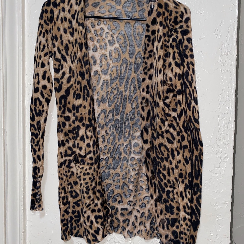 Ellison Brown and Black Leopard Print Cardigan